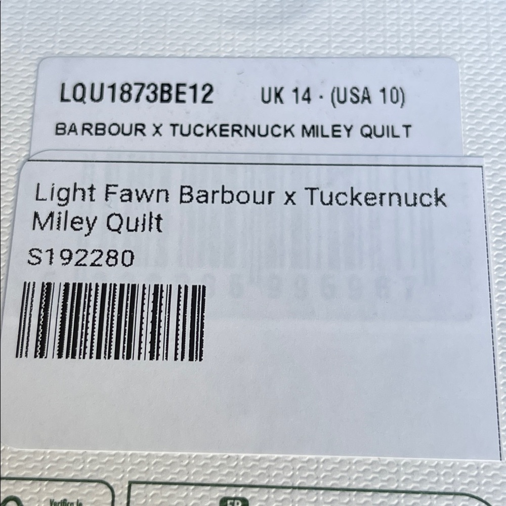 Barbour X Tuckernuck Miley Women's Beige Quilt Jacket in Light Fawn Size 10 - Picture 12 of 12